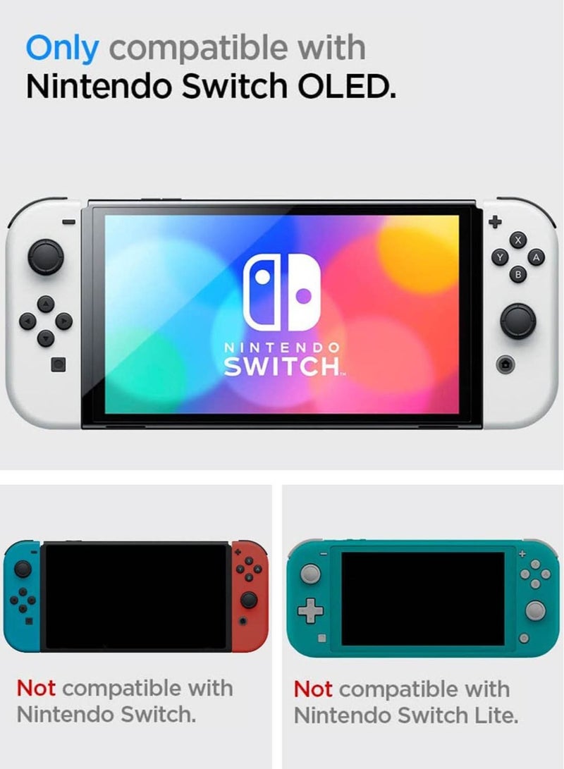 Thin Fit designed for Nintendo Switch OLED and Joy-Con Controller Dockable Case Cover with Kickstand Protection - Black