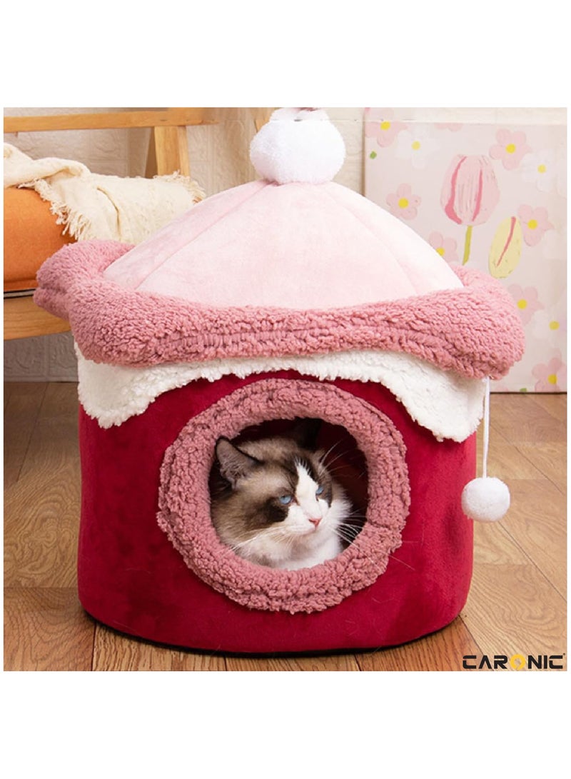 Home Pet Bed For Cats And Small Dogs Bed Removable Washable For Indoor And Outdoor Pets Sleeping Cozy Red