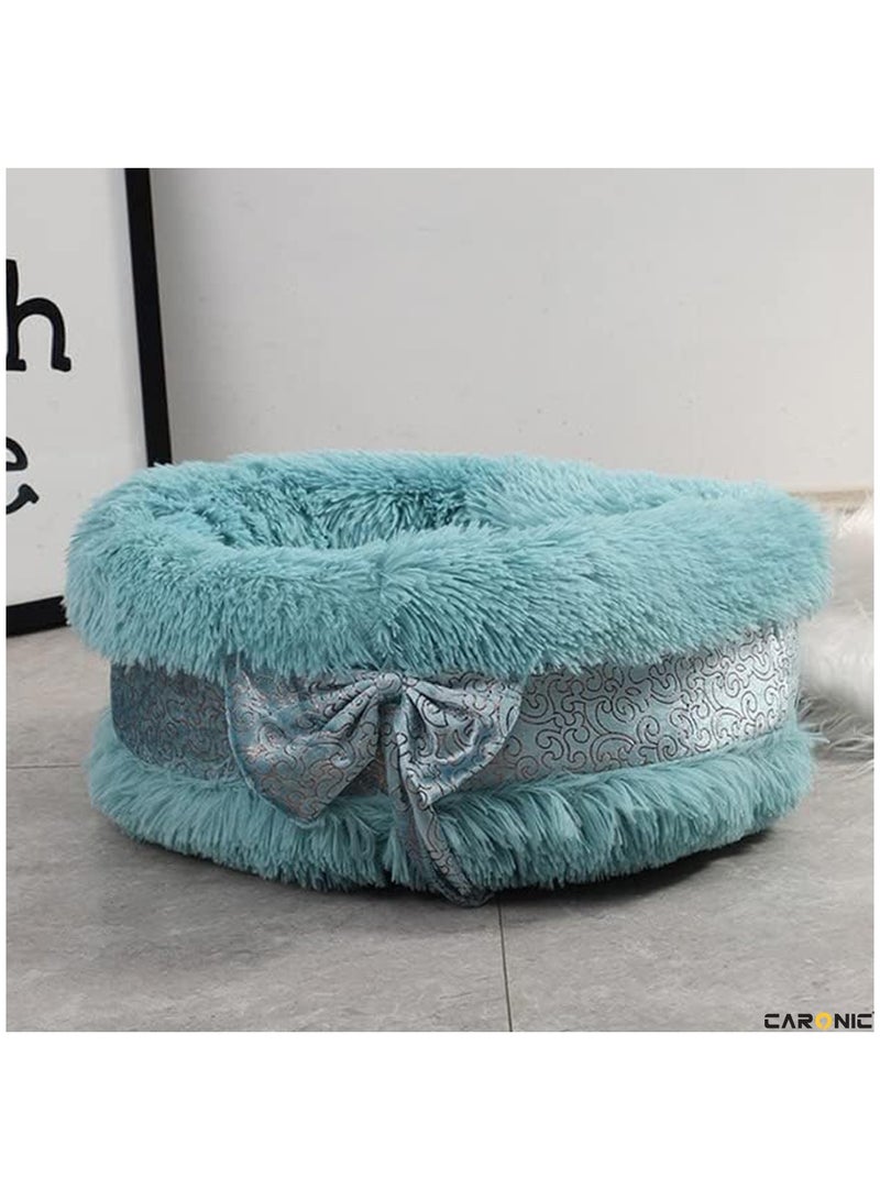 Pet Round Bed Shape Calming Donut Dog Bed For Small Dog Faux Fur Cat Bed For Cat Comfortable And Soft 80Cm