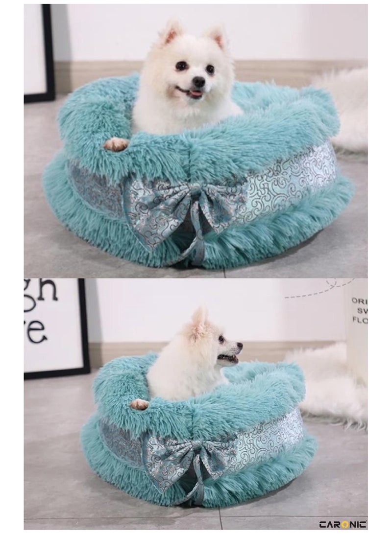 Pet Round Bed Shape Calming Donut Dog Bed For Small Dog Faux Fur Cat Bed For Cat Comfortable And Soft 80Cm