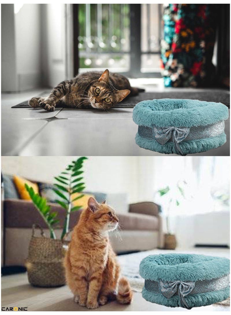 Pet Round Bed Shape Calming Donut Dog Bed For Small Dog Faux Fur Cat Bed For Cat Comfortable And Soft 80Cm