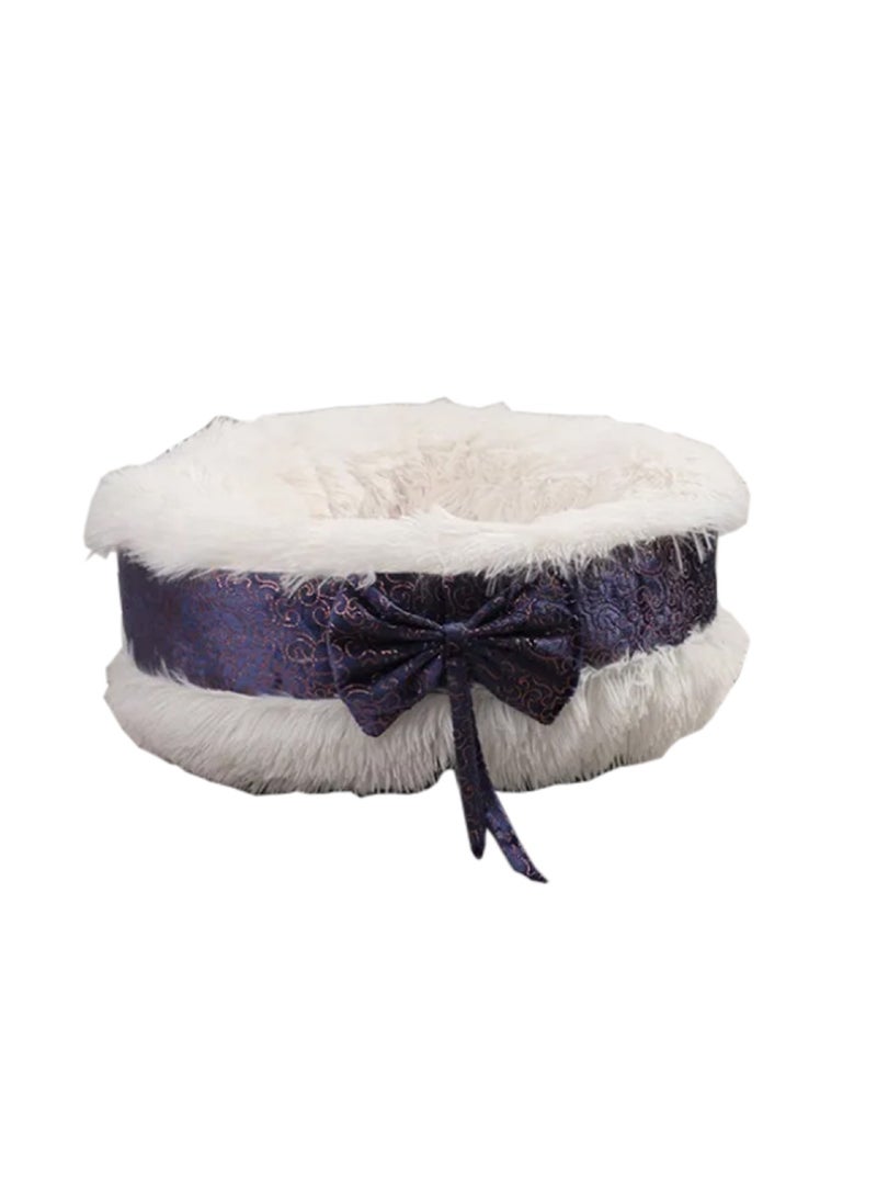 Pet Round Bed Shape Calming Donut Dog Bed For Small Dog Faux Fur Cat Bed For Cat Comfortable And Soft 80Cm
