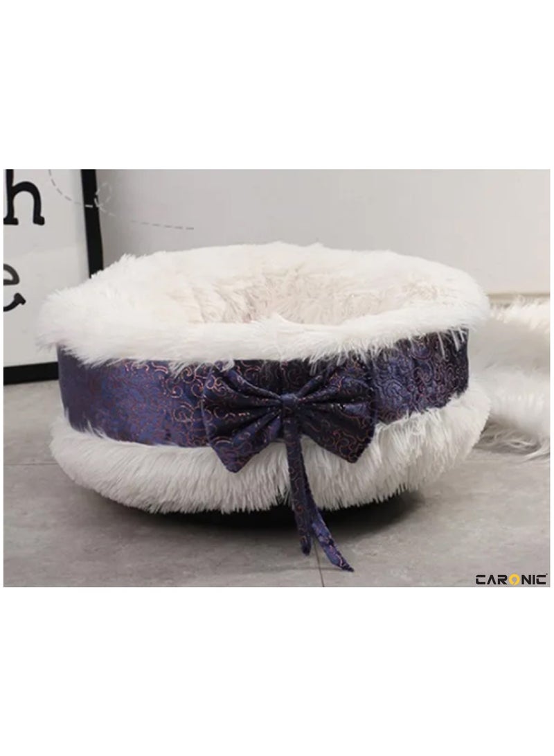 Pet Round Bed Shape Calming Donut Dog Bed For Small Dog Faux Fur Cat Bed For Cat Comfortable And Soft 80Cm