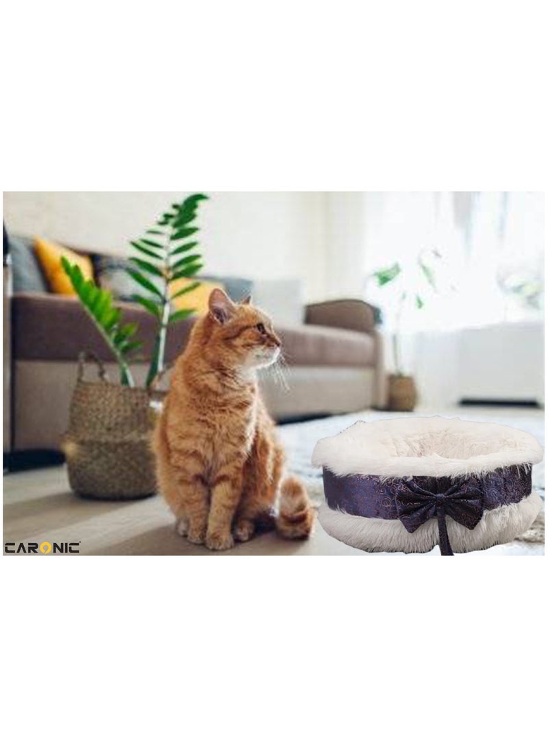 Pet Round Bed Shape Calming Donut Dog Bed For Small Dog Faux Fur Cat Bed For Cat Comfortable And Soft 80Cm