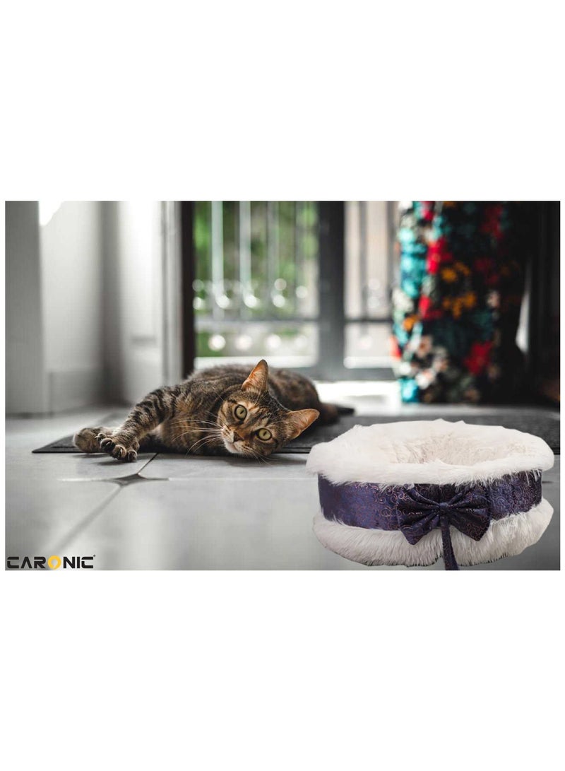 Pet Round Bed Shape Calming Donut Dog Bed For Small Dog Faux Fur Cat Bed For Cat Comfortable And Soft 80Cm