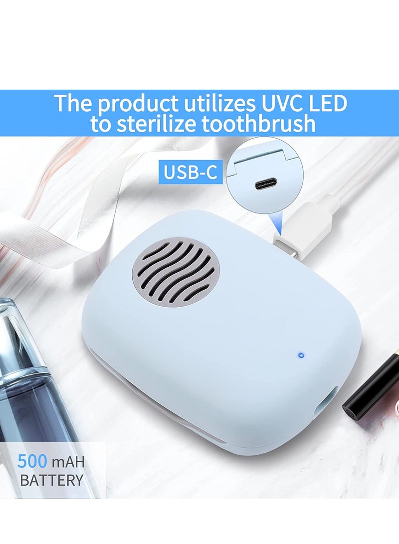 Toothbrush Sanitizer with UV Light Rechargeable Mini UVC Toothbrush Sterilizer Case with Fan and USB for Travel or Home Long Battery Life Fits All Types&Sizes Toothbrushes
