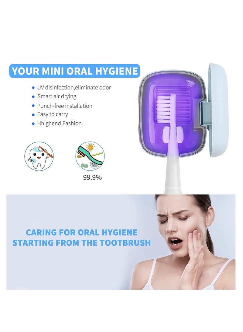 Toothbrush Sanitizer with UV Light Rechargeable Mini UVC Toothbrush Sterilizer Case with Fan and USB for Travel or Home Long Battery Life Fits All Types&Sizes Toothbrushes