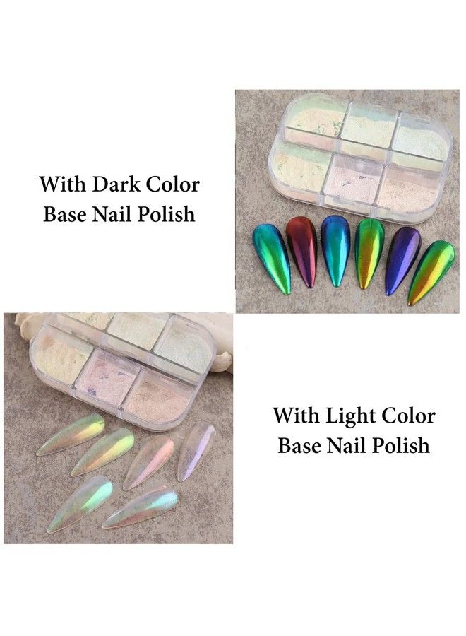 6 Grids Nail Art Kit Box Aurora Chrome Pigment Mirror Powder Pearl Glitter Nail Art Dust Design Nail Decoration Accessories Diy Manicure Trending For Women Girls