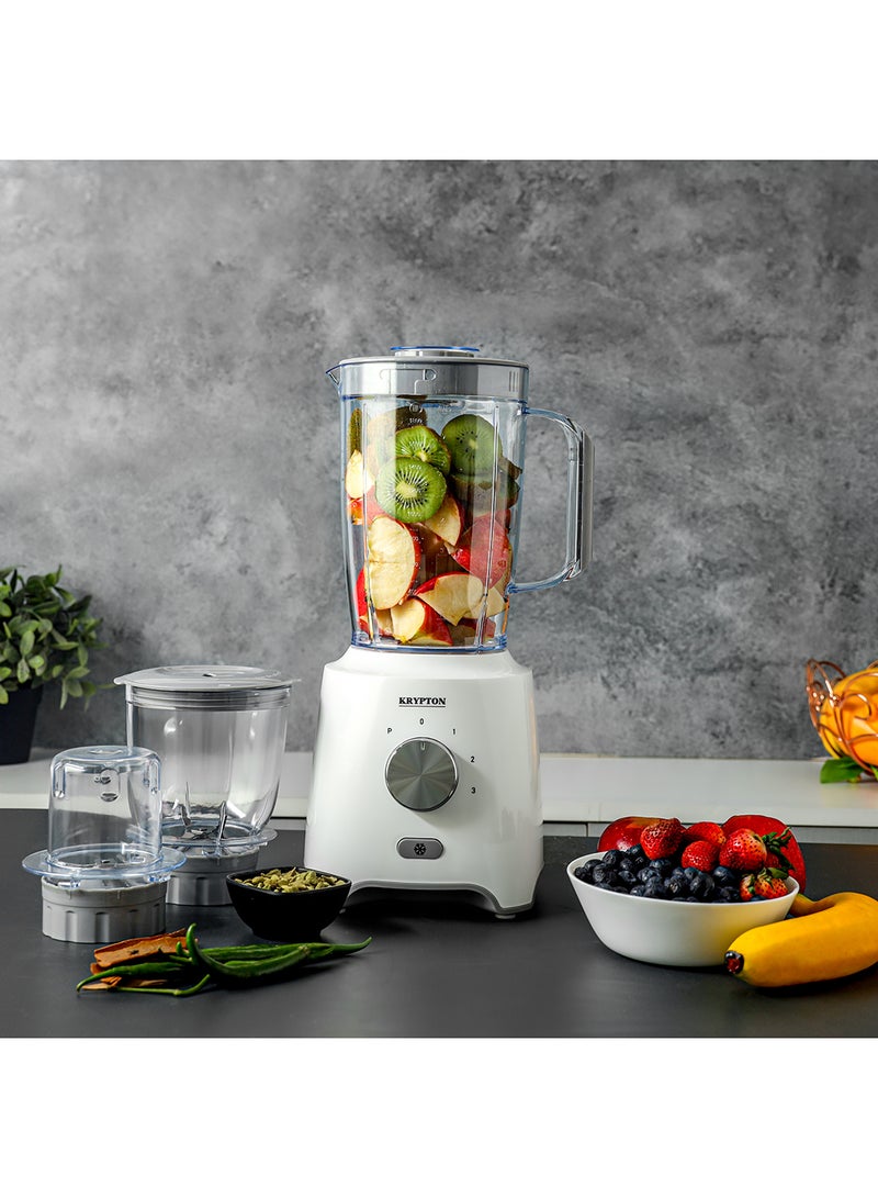 3-In-1 Blender With Unbreakable Jars, Stainless Steel Blade, 600W Powerful Motor with 3 Speed Setting and Pulse 1.8 L 600 W KNB6029 White/Grey