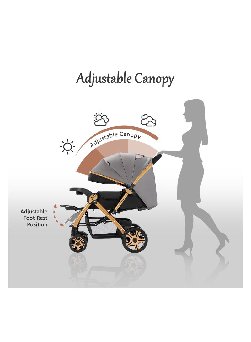 Reversible Trip2 Stroller With Extra-wide Canopy - Grey