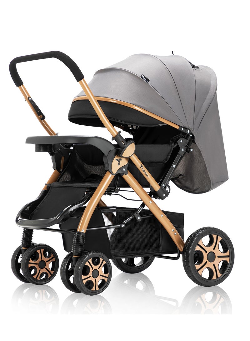 Reversible Trip2 Stroller With Extra-wide Canopy - Grey