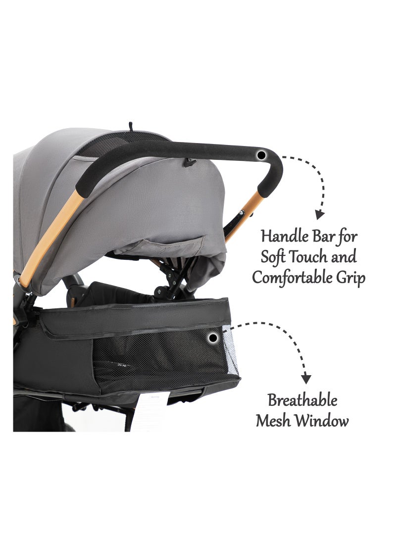 Reversible Trip2 Stroller With Extra-wide Canopy - Grey