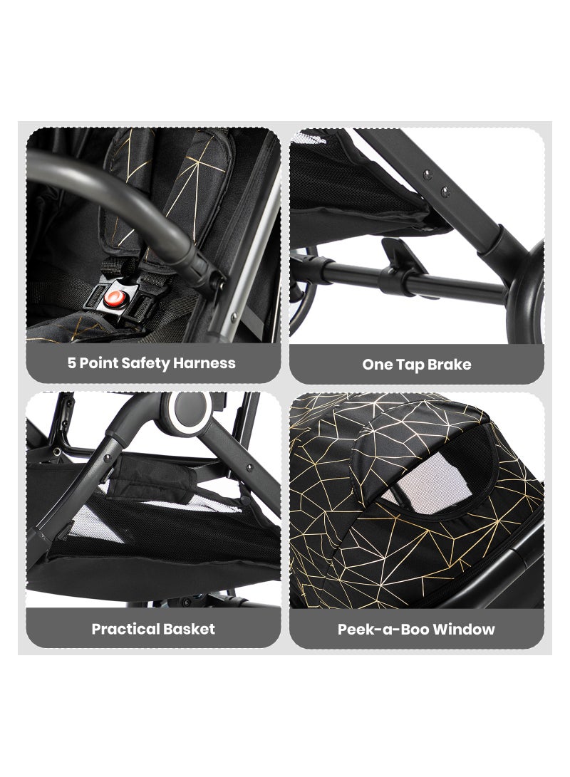 Travel Zen Stroller With Coffee Cup Holder - Black Gold