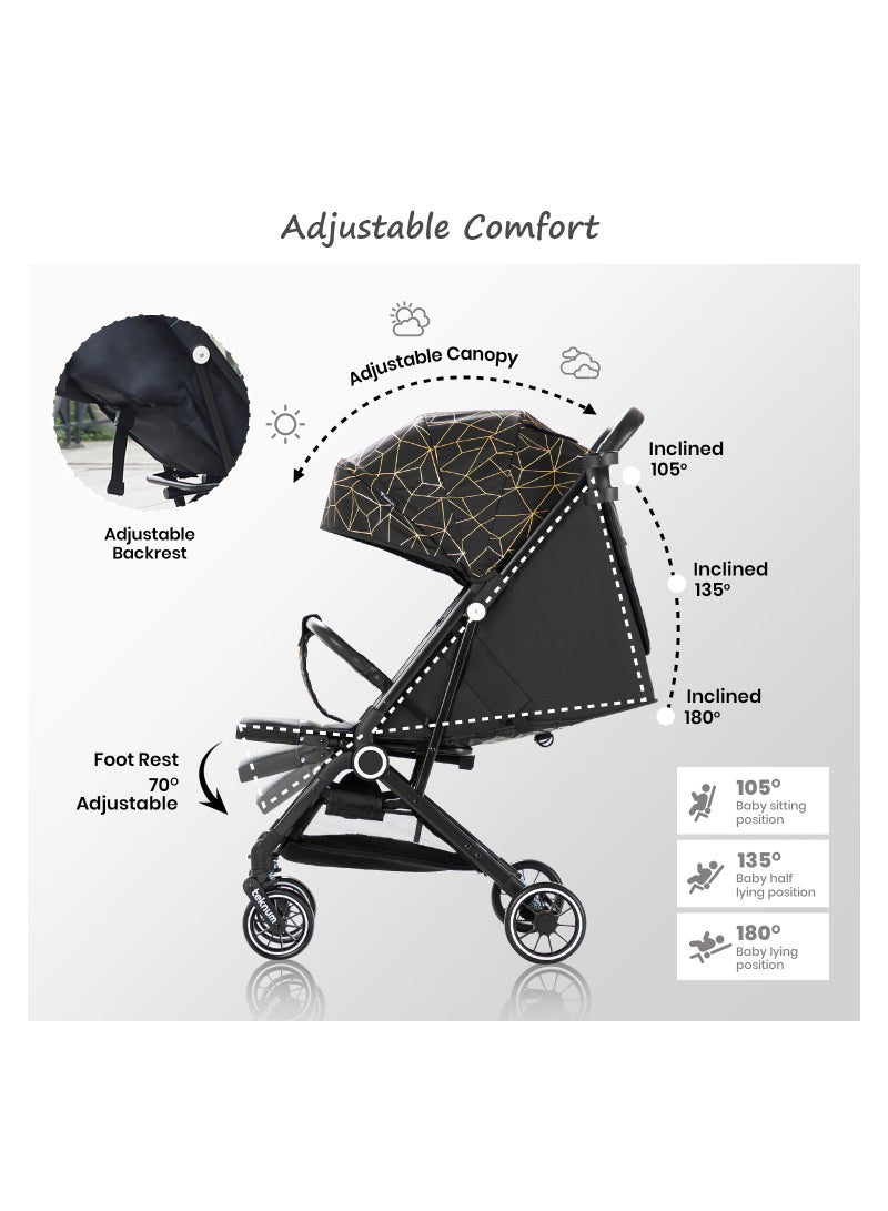 Travel Zen Stroller With Coffee Cup Holder - Black Gold