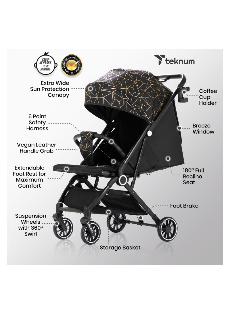 Travel Zen Stroller With Coffee Cup Holder - Black Gold