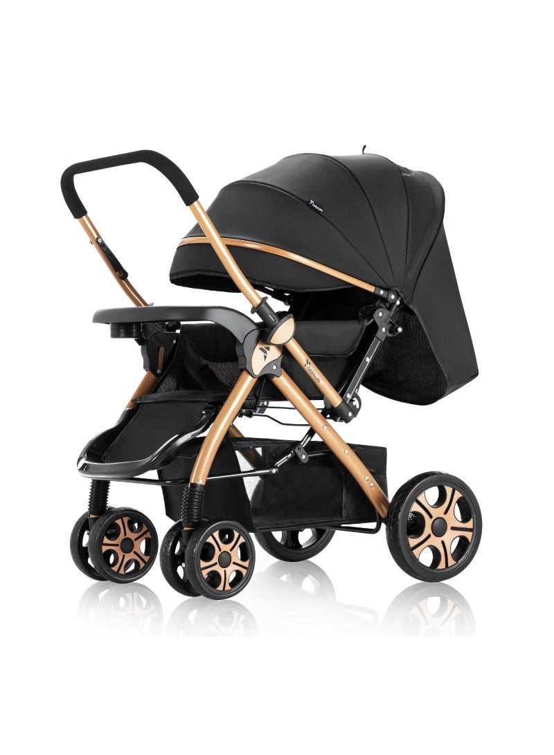 Reversible Trip2 Stroller With Extra-wide Canopy - Black