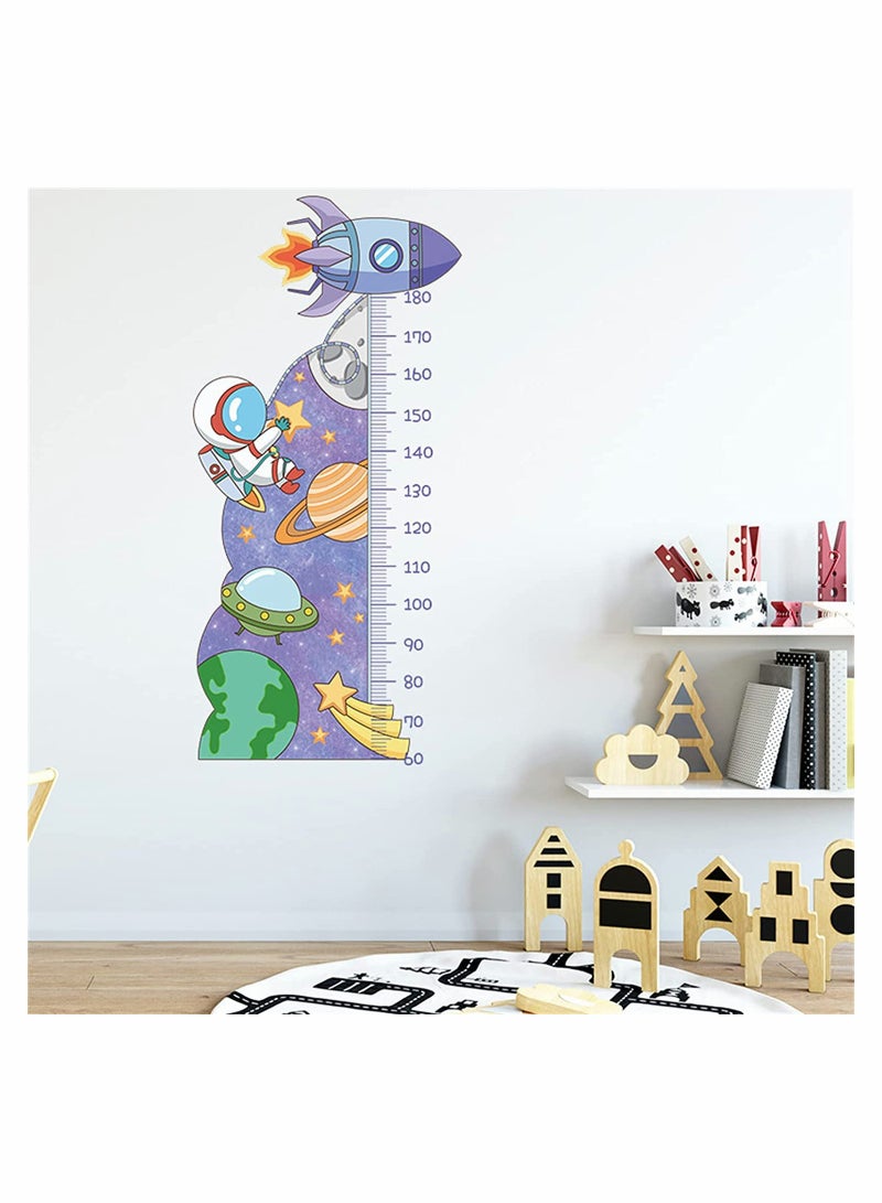 Kids Height Growth Chart Wall Stickers Outer Space Wall Decals Astronaut Kids Measuring Ruler Wallpaper Decals Peel and Stick for Kids Living Room Bedroom Wall Decor