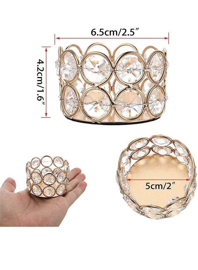6 Gold Crystal Tea Light Candle Holders Small Bowl Votive Holders, Decorative Tealight Pillar Stands Centerpieces for Dining Table Wedding Party Home Decor