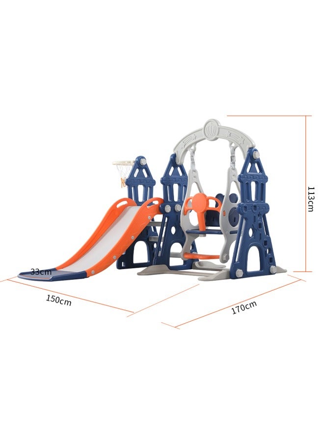Castle 3-In-1 Slide Swing Set For Kids