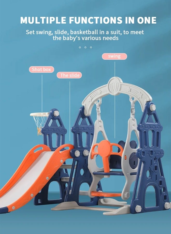Castle 3-In-1 Slide Swing Set For Kids