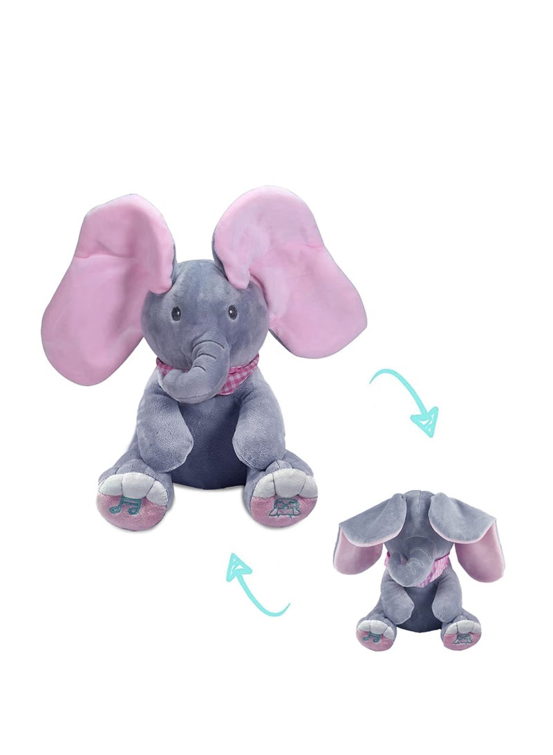 Elephant Stuffed Animal Baby Girl Plush Toy Hide and Seek Game Toy Singing Interactive Music Toy