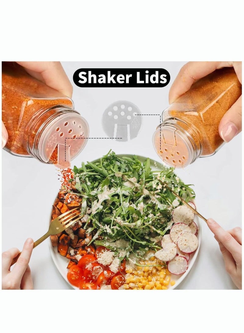 24Piece Glass Spice Jars with 20 Label Spice Glass Bottles 120ml Square Spice Container with Spice Labels Shaker Lids and Airtight Black Metal Caps Chalk Marker Silicone Collapsible Funnel