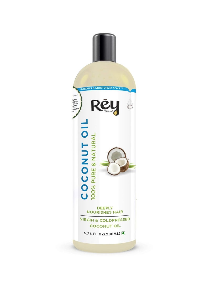 Rey NaturalsCoconut Oil 100% Pure Natural Coconut Oil for Hair and Skin Hair Growth Strengthens Hair Improves Scalp Condition Pack Of 2 200ML