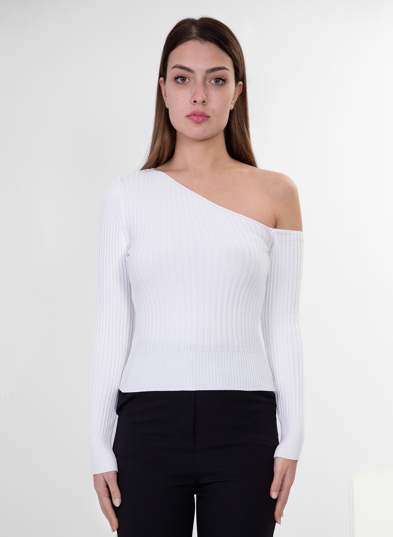 ASYMMETRIC SHOULDER LONG SLEEVE TOP