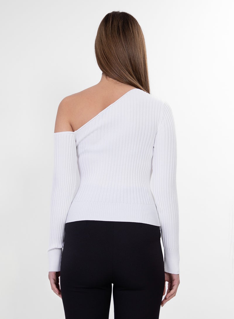 ASYMMETRIC SHOULDER LONG SLEEVE TOP