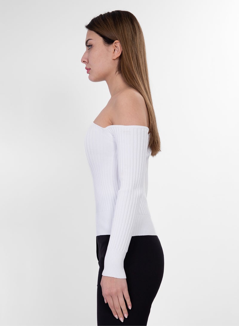 ASYMMETRIC SHOULDER LONG SLEEVE TOP