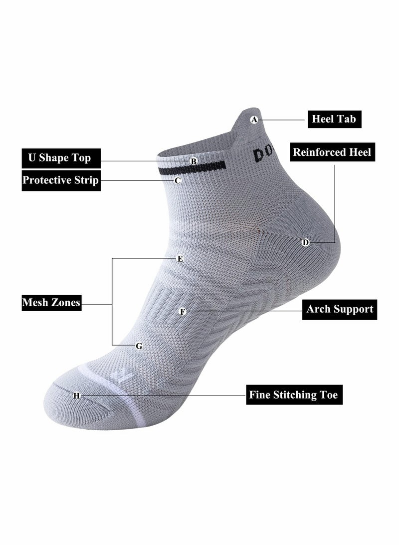 6 Pairs Men‘s Ankle Running Socks Cushioned Breathable Low Cut Athletic Marathon Tab Sports Socks