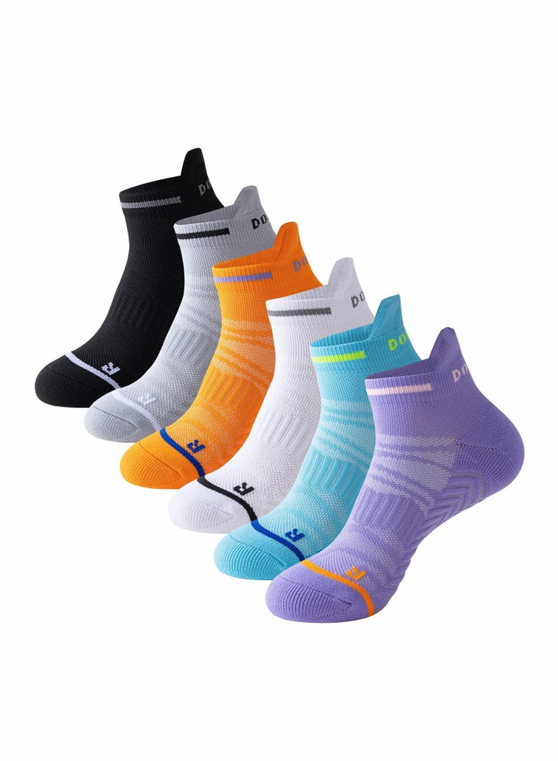 6 Pairs Men‘s Ankle Running Socks Cushioned Breathable Low Cut Athletic Marathon Tab Sports Socks