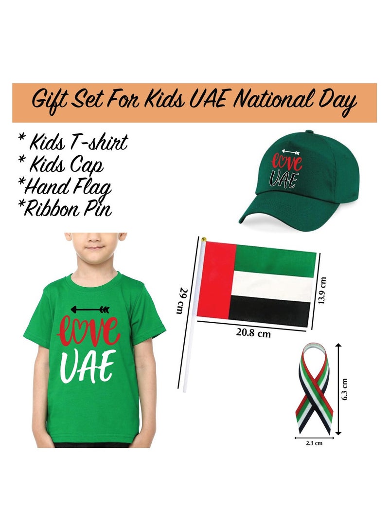 UAE Kids Boys Tshirt  Cap Flag and Badge Combo Pack of 4