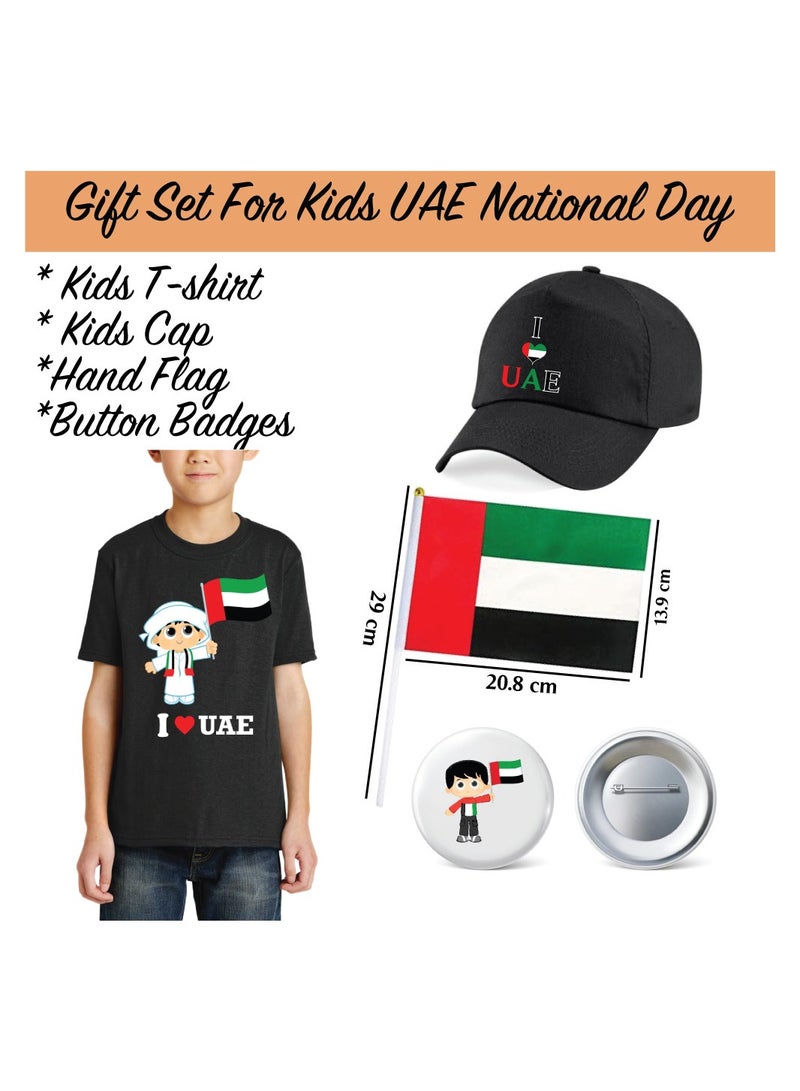 UAE Kids Boys Tshirt  Cap Flag and Badge Combo Pack of 4