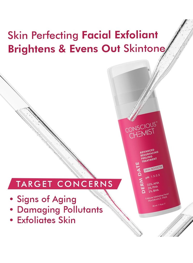 Conscious Chemist Advanced Resurfacing Peeling Solution 25% AHA + 2% BHA 5% PHA Exfoliating Facial Serum 30ml