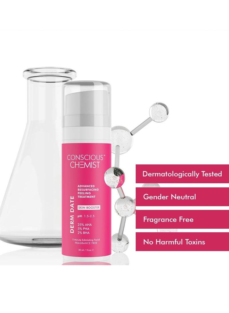 Conscious Chemist Advanced Resurfacing Peeling Solution 25% AHA + 2% BHA 5% PHA Exfoliating Facial Serum 30ml