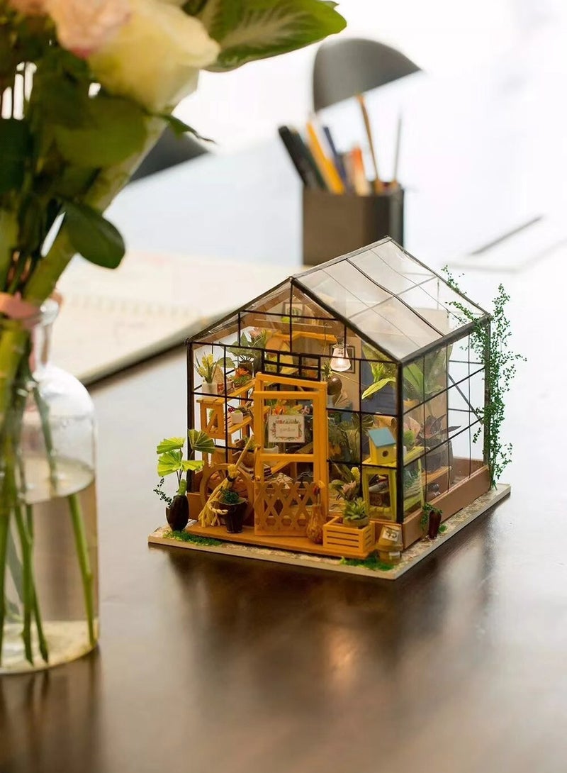 Rolife Cathy's Flower House DIY Miniature House DG104,Assembly Brain Teaser 3D Wooden Puzzle DIY Build Model Crafts Kits, Unique Home Decor Birthday Gifts for Teens or Adults