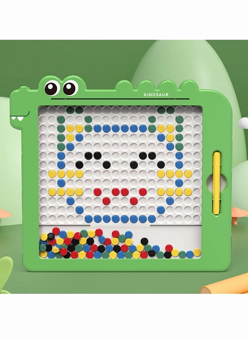 108 Beads [Large Size] Magnetic Beans Drawing Board, Little Dinosaur, Magnetic Beans Puzzle Doodle Board Magnetic Pen Montessori Learning Toys for Toddlers Toy Kids Aged 3-6 Boys Girls