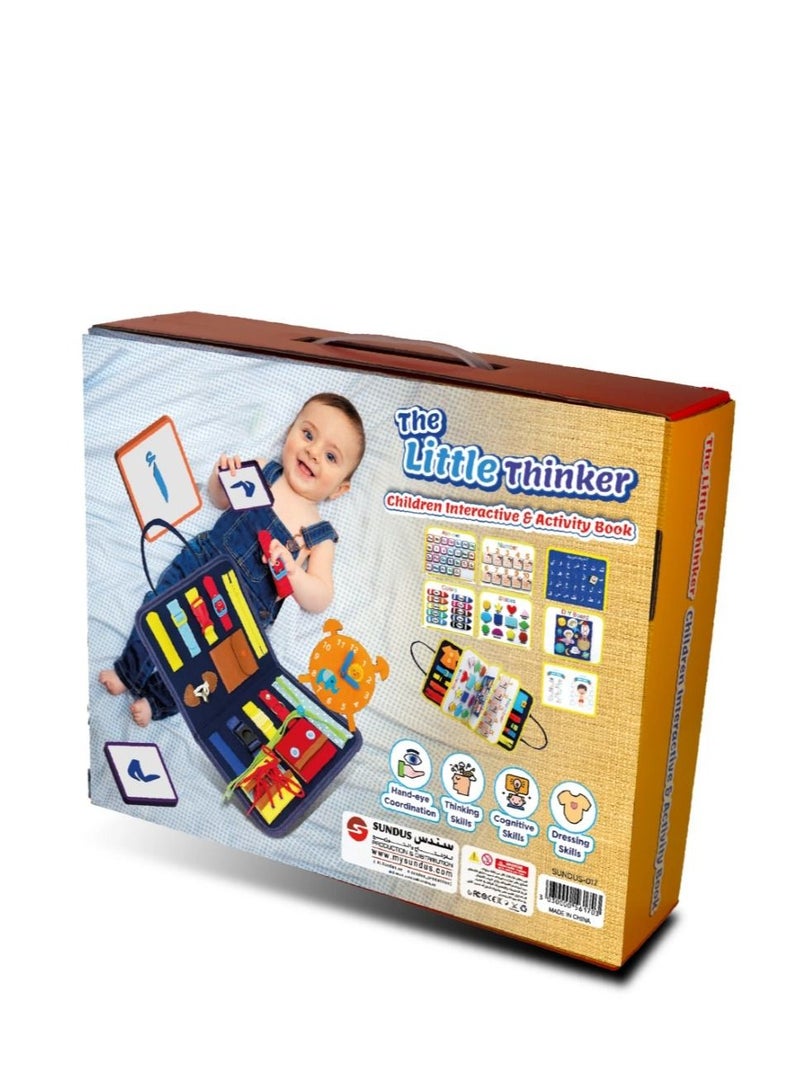 The Little Thinker is an interactive activity book for children to develop their sensory and cognitive skills