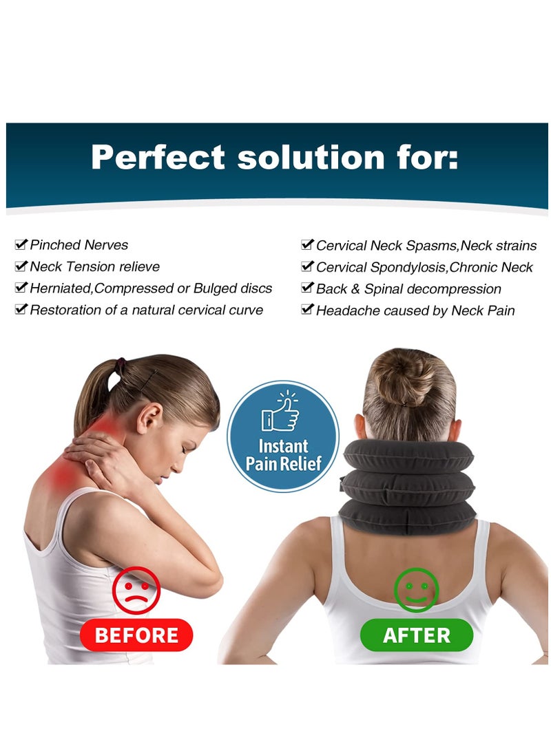 Travel Pillow, Cervical Neck Traction Device, Portable Neck Stretcher Cervical Traction Provide Neck Support and Neck Pain Relief, Neck Traction Devices for Home Use Neck Decompression