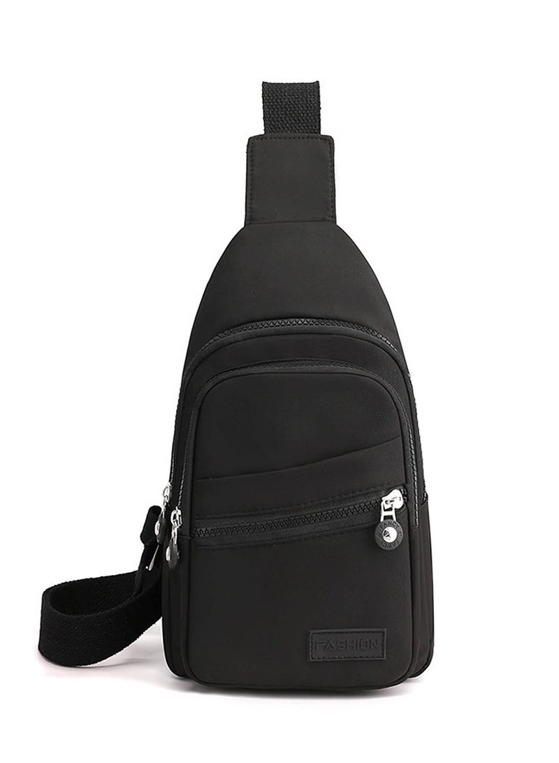 Sling Bag Backpack, Anti Theft Chest Shoulder Bag Crossbody Gym Daypack with Earphone Hole for Outdoor Cycling Travel Hiking Men Women(BLACK)