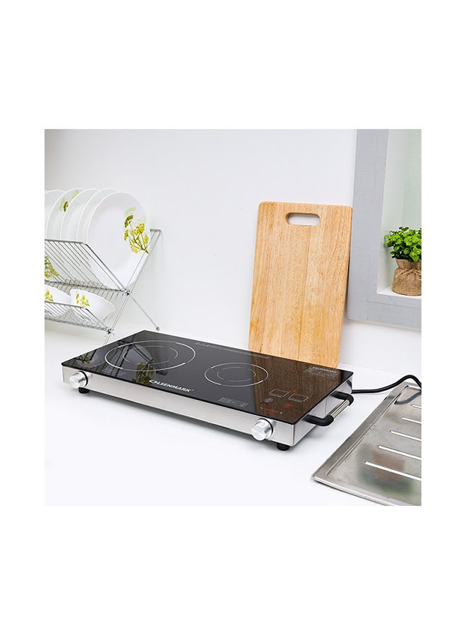 Double Burner Infrared Cooker - Portable- Isolated handles - Overheat & Over current Protection - Timer Function - LED Display - Child Lock Function 3600 W OMIC2280S Black