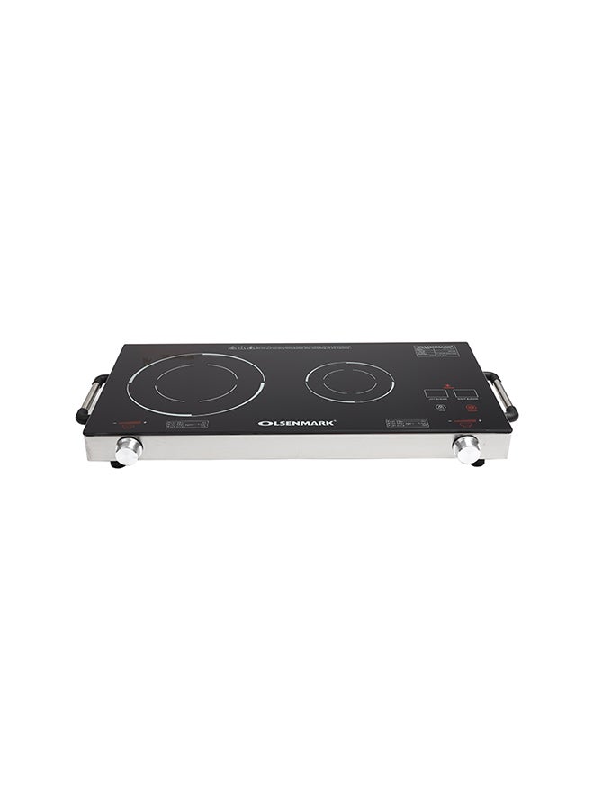 Double Burner Infrared Cooker - Portable- Isolated handles - Overheat & Over current Protection - Timer Function - LED Display - Child Lock Function 3600 W OMIC2280S Black