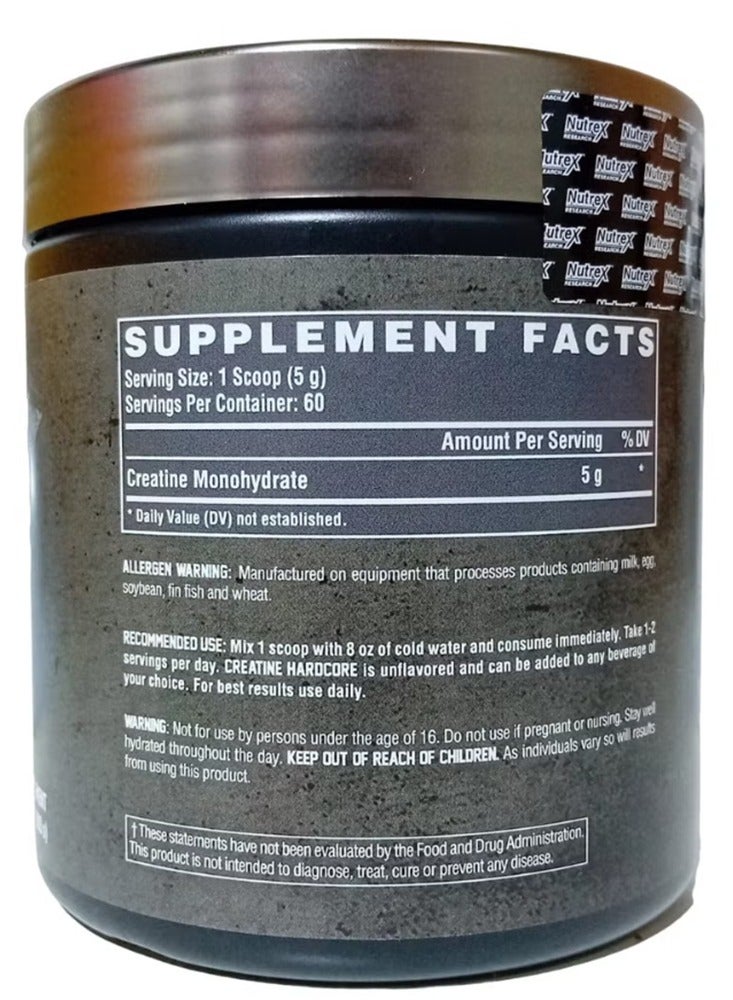 Creatine Hardcore Muscle Strength Dietary Supplement Unflavored 300g