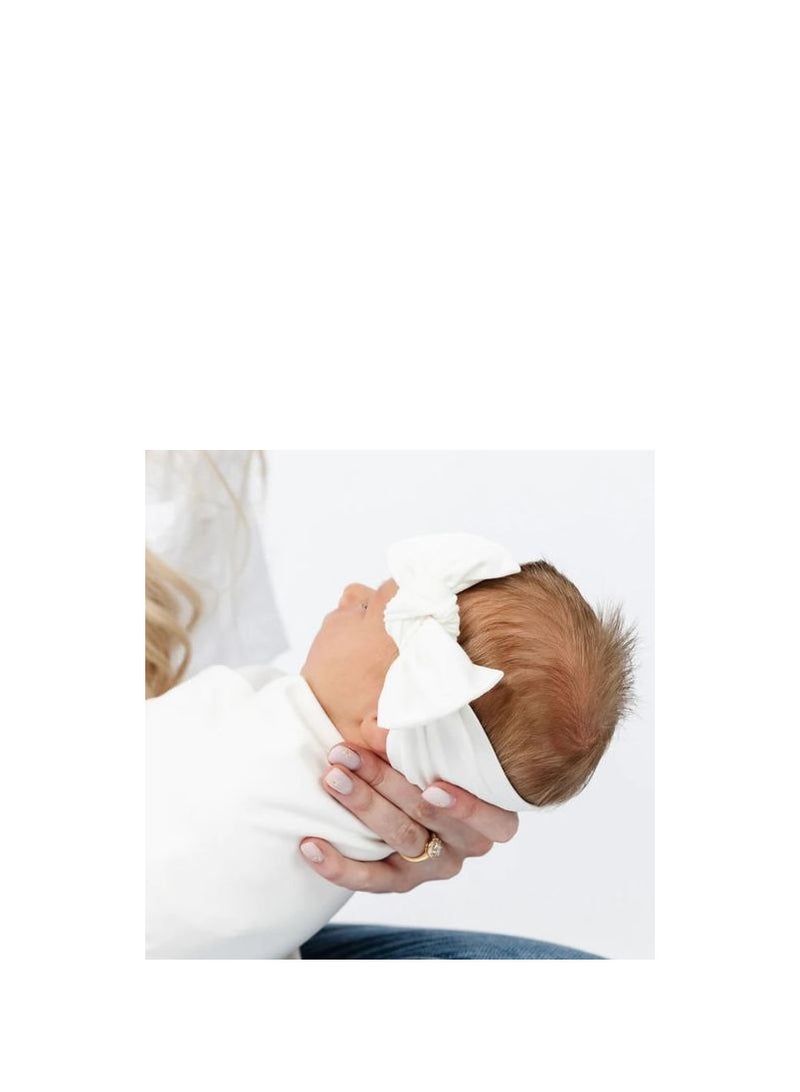 Organic Headband & Swaddle Set Bamboo Spandex White