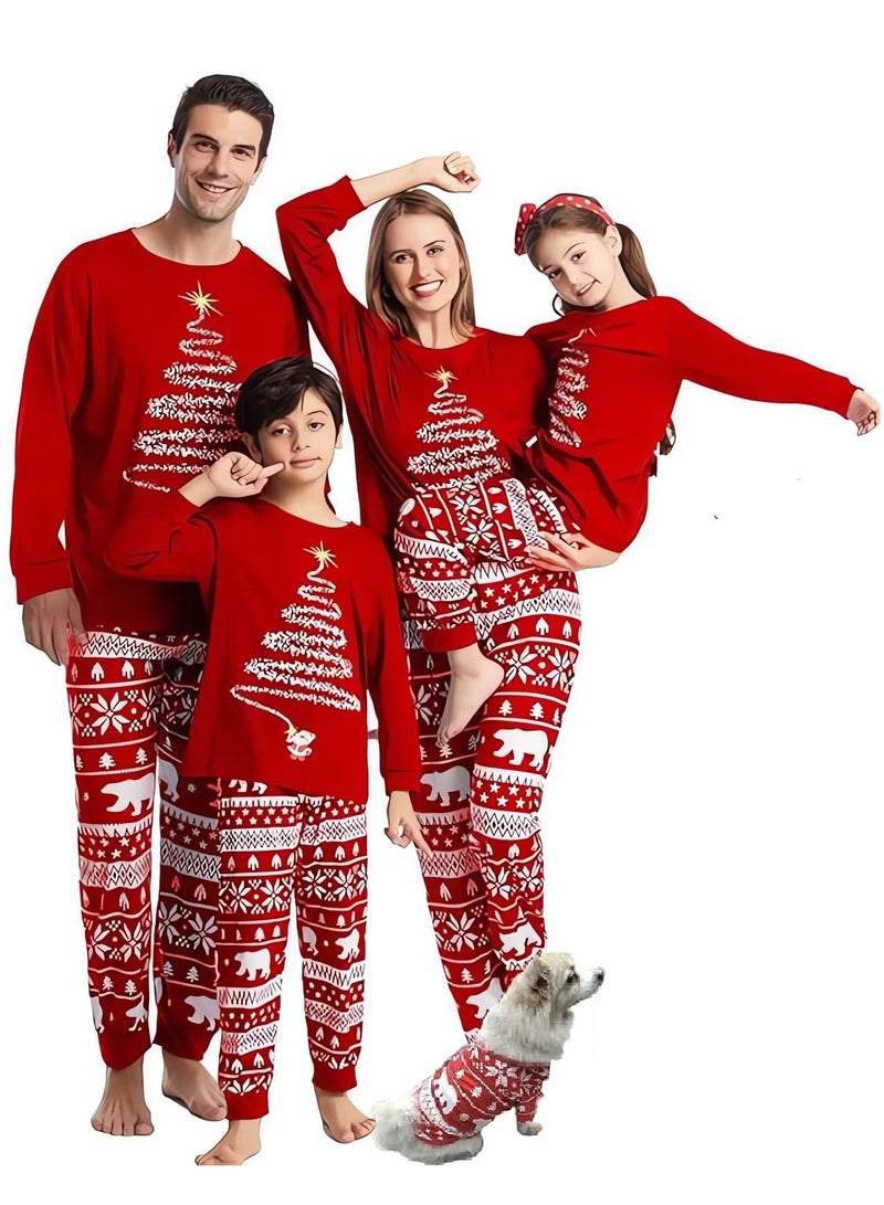 Children's Family Matching Pajamas Holiday Matching Clothing Long-Sleeved Parent-Child Pajamas for Home Suitable for Women Men Children and Pets (Women)