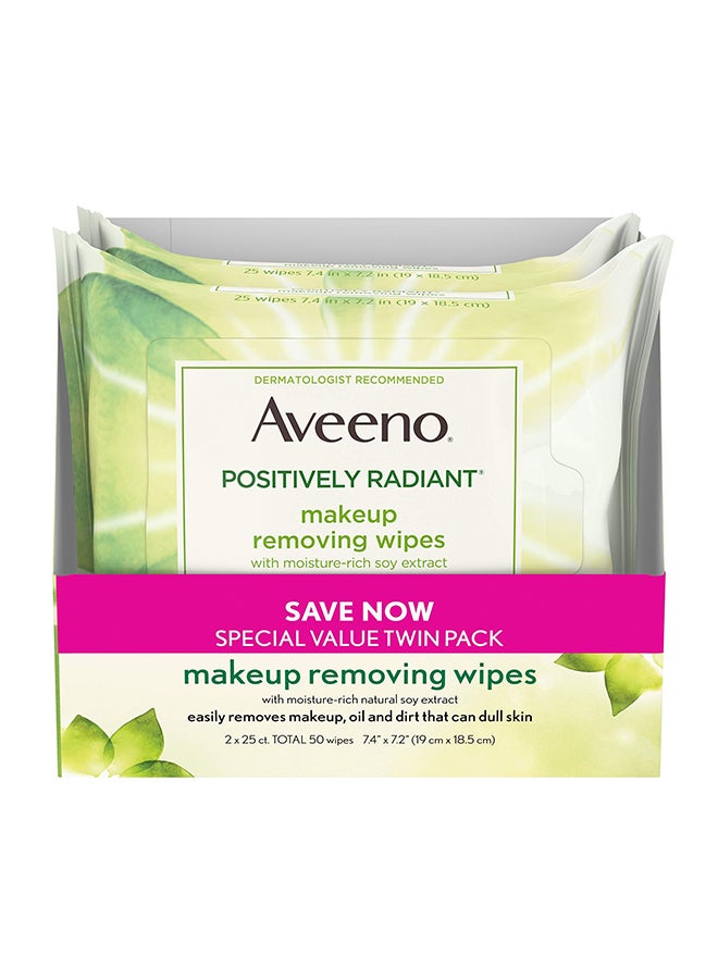 Pack Of 2 Positively Radiant Makeup Removing Wipe 7.4 x 7.2inch