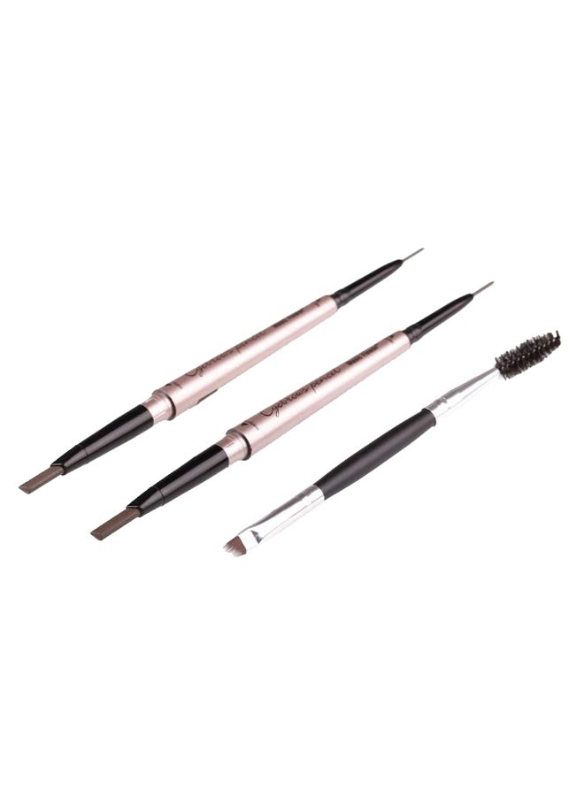 2-Piece Dual End Eyebrow Pencil Set With Brush Brown