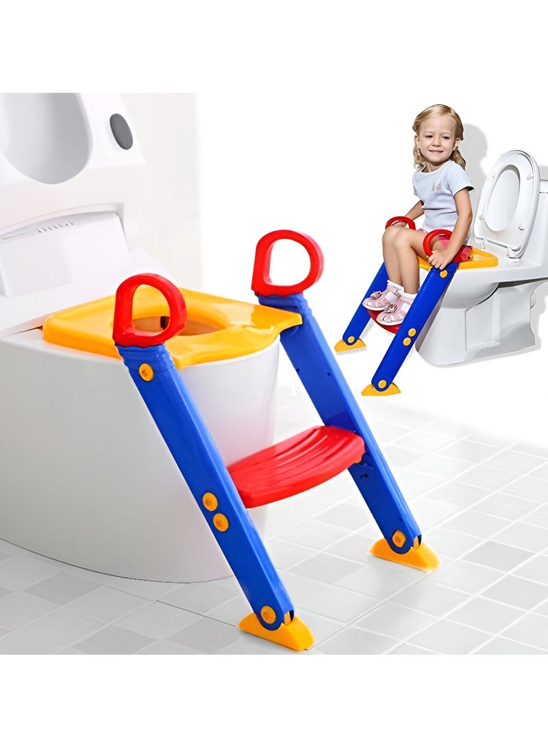 HEXAR Toilet Potty Training Seat with Step Stool Ladder Training Toilet for Kids Boys Girls Toddlers -Comfortable Safe Potty Seat with Anti-Slip Pads Ladder
