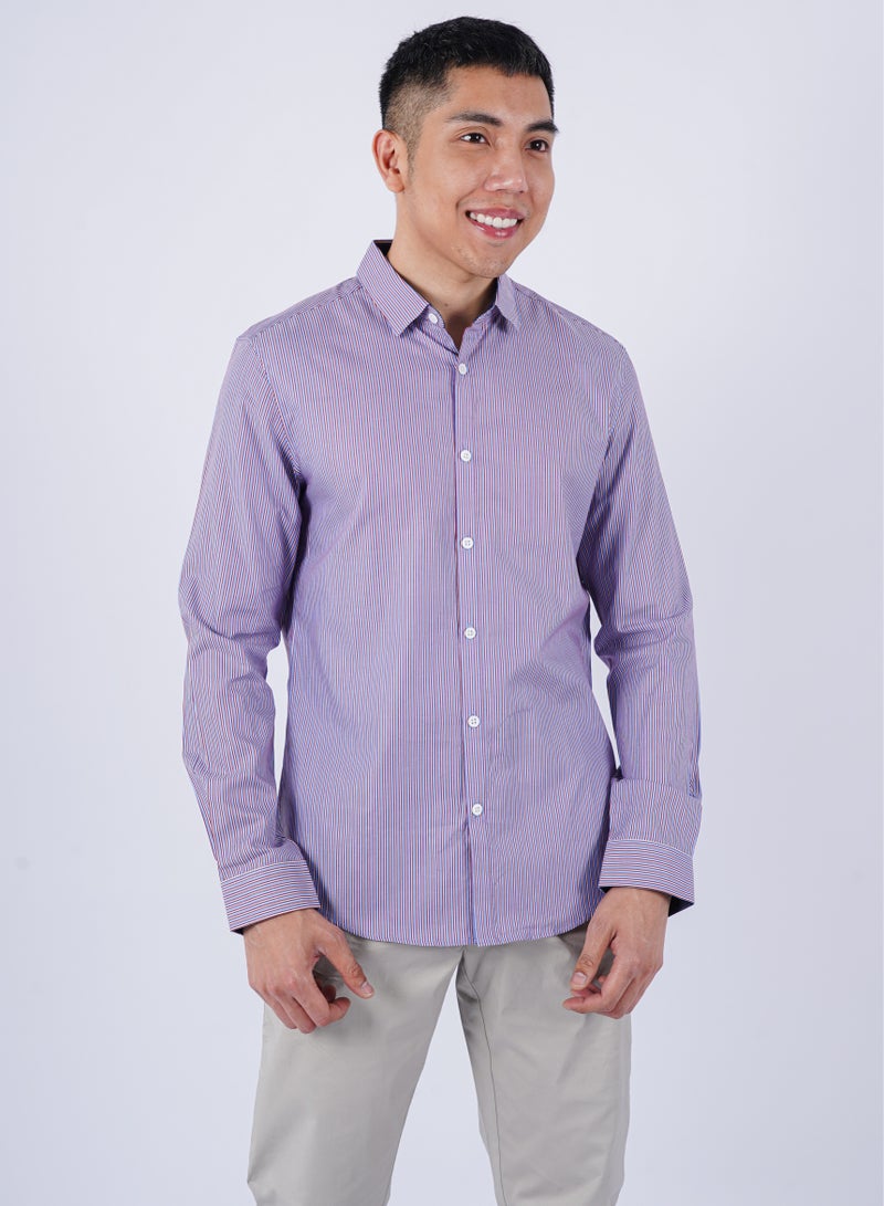 Men’s Autumn Shirt Long Sleeves Collared Neck– Purple